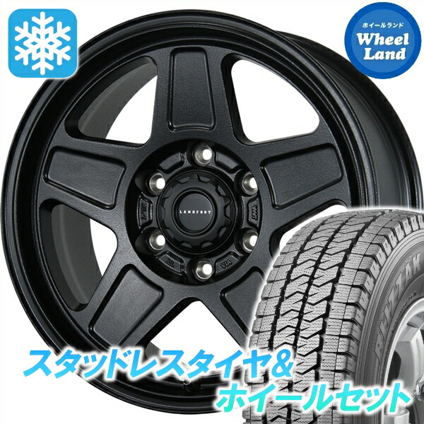 【20日(月)0の付く日限定クーポン!!】【タイヤ交換対象】トヨタ ハイエース 全グレード トピー ランドフット GWD ラギッドブラック ブリヂストン ブリザック VL10 195/80R15 15インチ スタッドレスタイヤ&ホイールセット 4本1台分