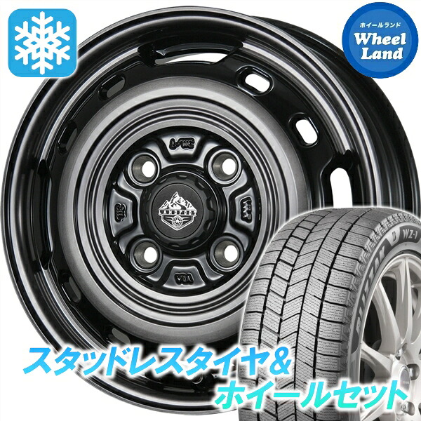 【10日(金)期間限定クーポン!!】【タイヤ交換対象】ミツビシ ミラージュ A05A トピー ランドフット XFG スモーククリア/PO ブリヂストン ブリザック WZ-1 165/65R14 14インチ スタッドレスタイヤ&ホイールセット 4本1台分