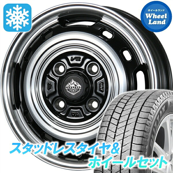 【10日(金)期間限定クーポン!!】【タイヤ交換対象】マツダ スクラムワゴン DG64W トピー ランドフット XFG グロスブラック/PO ブリヂストン ブリザック VRX3 165/60R14 14インチ スタッドレスタイヤ&ホイールセット 4本1台分