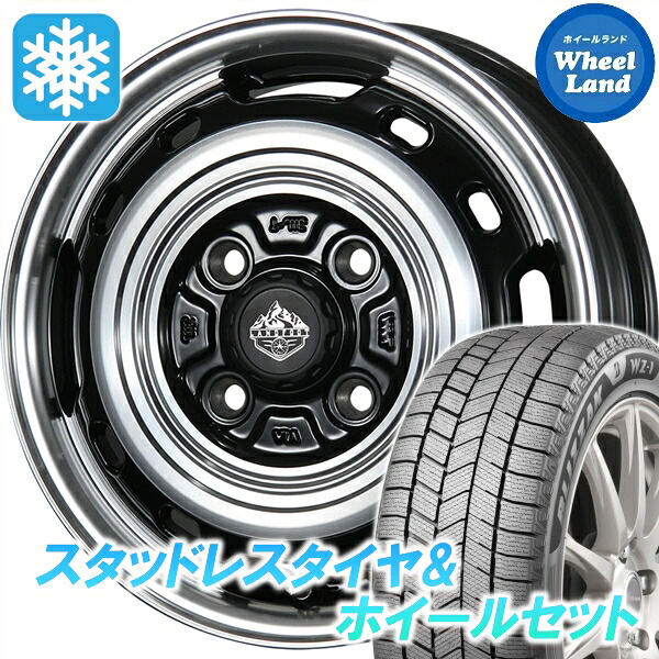 【10日(金)期間限定クーポン!!】【タイヤ交換対象】スズキ ソリオ バンディット MA15系 トピー ランドフット XFG グロスブラック/PO ブリヂストン ブリザック WZ-1 165/65R14 14インチ スタッドレスタイヤ&ホイールセット 4本1台分