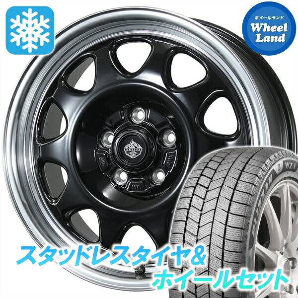 【10日(金)期間限定クーポン!!】【タイヤ交換対象】ニッサン シルフィ B17系 トピー ランドフット SWZ グロスBK/リムPO ブリヂストン ブリザック WZ-1 215/45R17 17インチ スタッドレスタイヤ&ホイールセット 4本1台分
