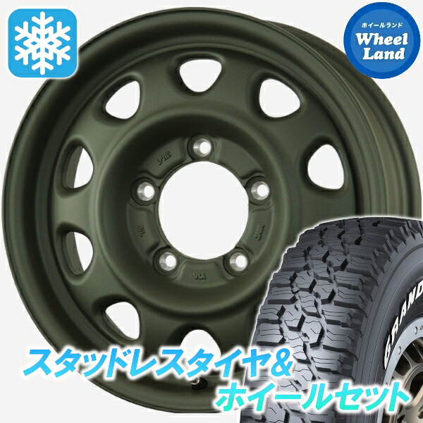 【10日(金)期間限定クーポン!!】【タイヤ交換対象】スズキ ジムニー カスタム トピー ランドフット SWZ オリーブドラブ ダンロップ グラントレック XS1 185/85R16 16インチ スタッドレスタイヤ&ホイールセット 4本1台分