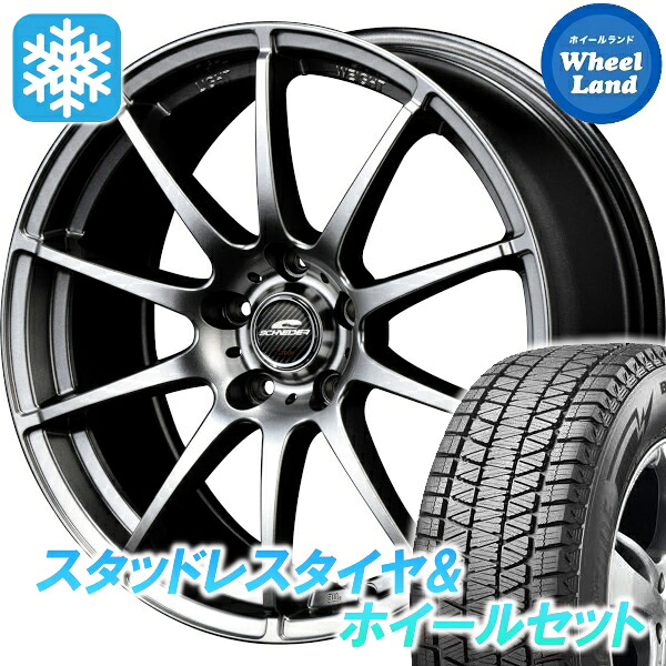 【25日(土)5の付く日限定クーポン!!】【タイヤ交換対象】ミツビシ デリカD:5 CV5W/CV1W 4WD MID シュナイダー スタッグ メタリックグレー ブリヂストン ブリザック DM-V3 225/70R16 16インチ スタッドレスタイヤ&ホイールセット 4本1台分｜ホイールランド 店