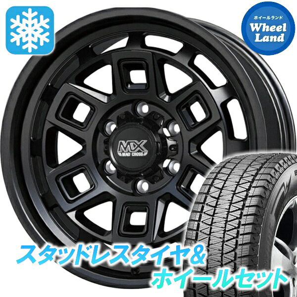 【25日(土)5の付く日限定クーポン!!】【タイヤ交換対象】スズキ ジムニーシエラ カスタム ホットスタッフ マッドクロス アイヴァー マットBK ブリヂストン ブリザック DM-V3 225/70R16 16インチ スタッドレスタイヤ&ホイールセット 4本1台分|ホイールランド 店