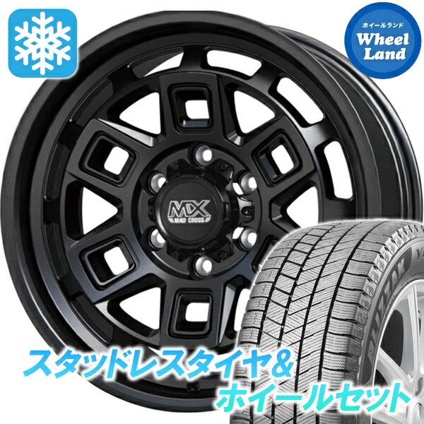 【15日(水)お得なクーポン!!】【タイヤ交換対象】スズキ ジムニーシエラ カスタム ホットスタッフ マッドクロス アイヴァー マットBK ブリヂストン ブリザック VRX3 215/70R16 16インチ スタッドレスタイヤ&ホイールセット 4本1台分