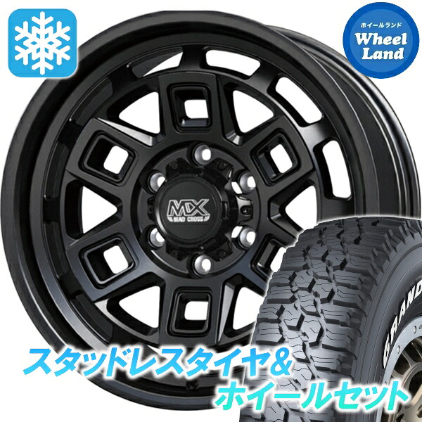 【25日(土)5の付く日限定クーポン!!】【タイヤ交換対象】スズキ ジムニー カスタム ホットスタッフ マッドクロス アイヴァー マットBK ダンロップ グラントレック XS1 185/85R16 16インチ スタッドレスタイヤ&ホイールセット 4本1台分｜ホイールランド 店