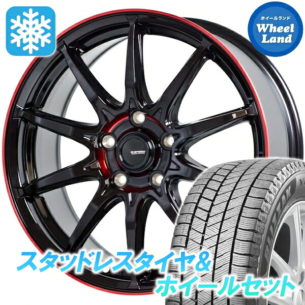【25日(土)5の付く日限定クーポン!!】【タイヤ交換対象】トヨタ ラッシュ 200系 ホットスタッフ Gスピード P-05R ブラック＆レッドクリア ブリヂストン ブリザック VRX3 215/60R17 17インチ スタッドレスタイヤ&ホイールセット 4本1台分｜ホイールランド 店