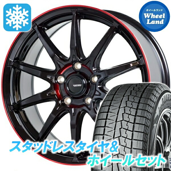 【25日(土)5の付く日限定クーポン!!】【タイヤ交換対象】トヨタ ノア 80系 3ナンバー ホットスタッフ Gスピード P-05R ブラック＆レッドクリア ヨコハマ アイスガード 7 IG70 205/55R17 17インチ スタッドレスタイヤ&ホイールセット 4本1台分｜ホイールランド 店