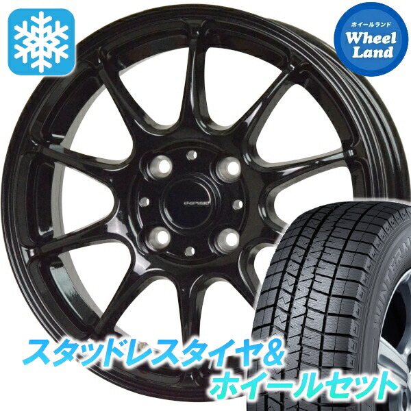 【10日(金)期間限定クーポン!!】【タイヤ交換対象】トヨタ パッソ 10系 ホットスタッフ Gスピード G-07 メタリックブラック ダンロップ ウインターマックス WM03 165/70R14 14インチ スタッドレスタイヤ&ホイールセット 4本1台分