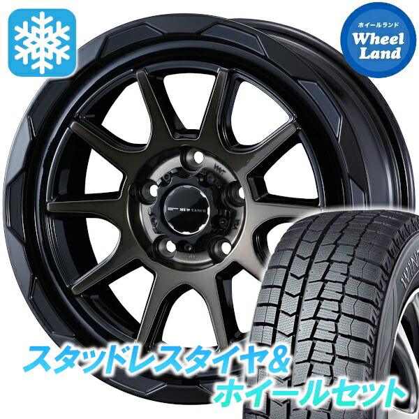 【10日(金)期間限定クーポン!!】【タイヤ交換対象】ミツビシ アウトランダーPHEV GG2W マッドヴァンス 06 BKPO/BRクリア ダンロップ ウインターマックス WM02 225/60R17 17インチ スタッドレスタイヤ&ホイールセット 4本1台分