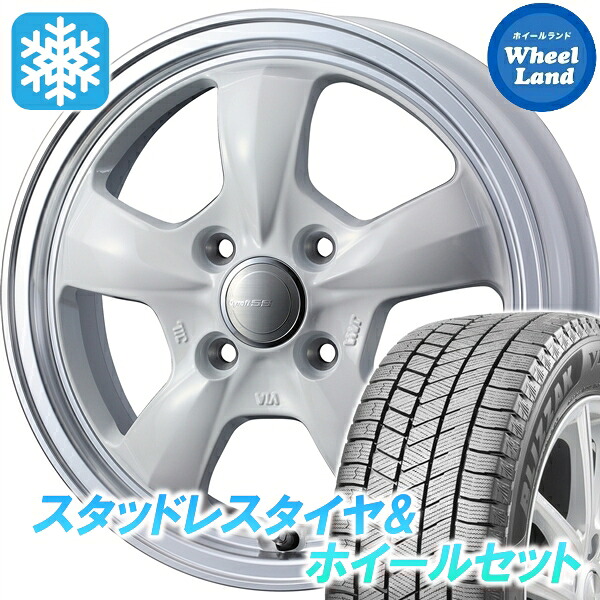 【25日(土)5の付く日限定クーポン!!】【タイヤ交換対象】ダイハツ ミラ カスタム L250,260系 ウェッズ グラフト 5S ホワイト/リムポリッシュ ブリヂストン ブリザック VRX3 145/80R12 12インチ スタッドレスタイヤ&ホイールセット 4本1台分|ホイールランド 店