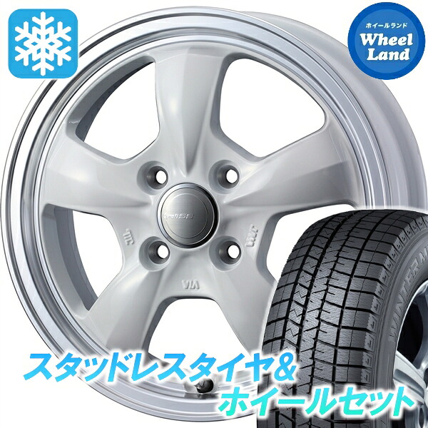 【25日(土)5の付く日限定クーポン!!】【タイヤ交換対象】ダイハツ ミラ L250,260系 ウェッズ グラフト 5S ホワイト/リムポリッシュ ダンロップ ウインターマックス WM03 165/55R14 14インチ スタッドレスタイヤ&ホイールセット 4本1台分｜ホイールランド 店