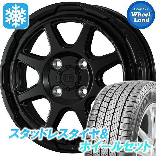 【25日(土)5の付く日限定クーポン!!】【タイヤ交換対象】スズキ ソリオ MA26S,36S ウェッズ スタットベルク セミマットブラック ブリヂストン ブリザック VRX3 165/70R14 14インチ スタッドレスタイヤ&ホイールセット 4本1台分｜ホイールランド 店