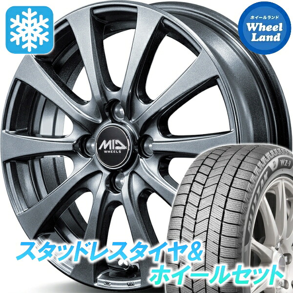 【25日(土)5の付く日限定クーポン!!】【タイヤ交換対象】スズキ シボレークルーズ HR系 MID ユーロスピード G10 メタリックグレー ブリヂストン ブリザック WZ-1 165/65R15 15インチ スタッドレスタイヤ&ホイールセット 4本1台分|ホイールランド 店