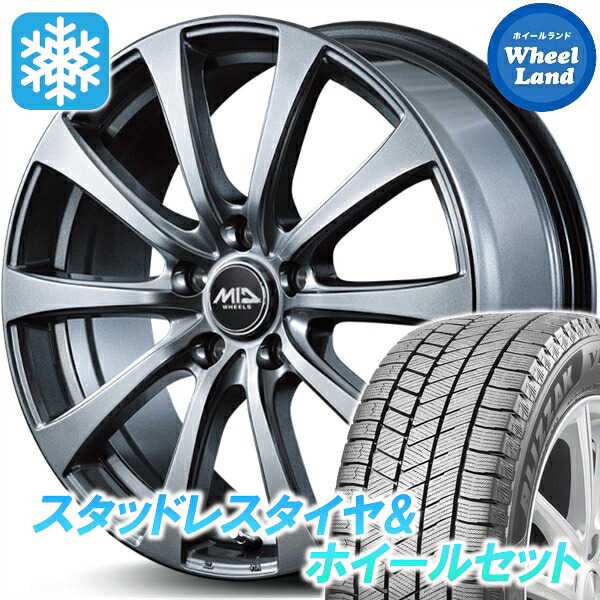 【25日(土)5の付く日限定クーポン!!】【タイヤ交換対象】スズキ ランディ 90系 MID ユーロスピード G10 メタリックグレー ブリヂストン ブリザック VRX3 215/45R18 18インチ スタッドレスタイヤ&ホイールセット 4本1台分|ホイールランド 店