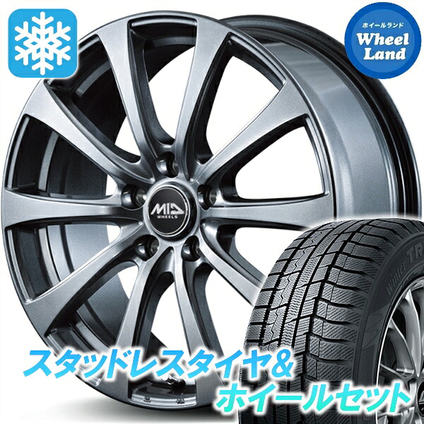 【10日(金)期間限定クーポン!!】【タイヤ交換対象】スバル レイバック VN系 MID ユーロスピード G10 メタリックグレー トーヨー ウインタートランパス TX 225/55R18 18インチ スタッドレスタイヤ&ホイールセット 4本1台分