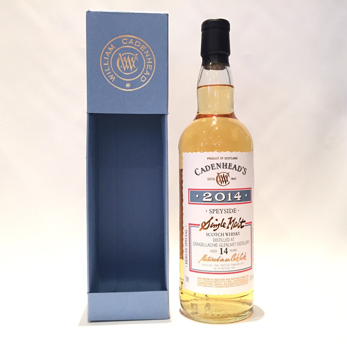 クレイゲラヒ Craigellachie Wm. Cadenhead Berlin Special 2014 1999 - 2014 14 Years old 55.1%vol / 70cl One of 234｜WHISKY SHOP