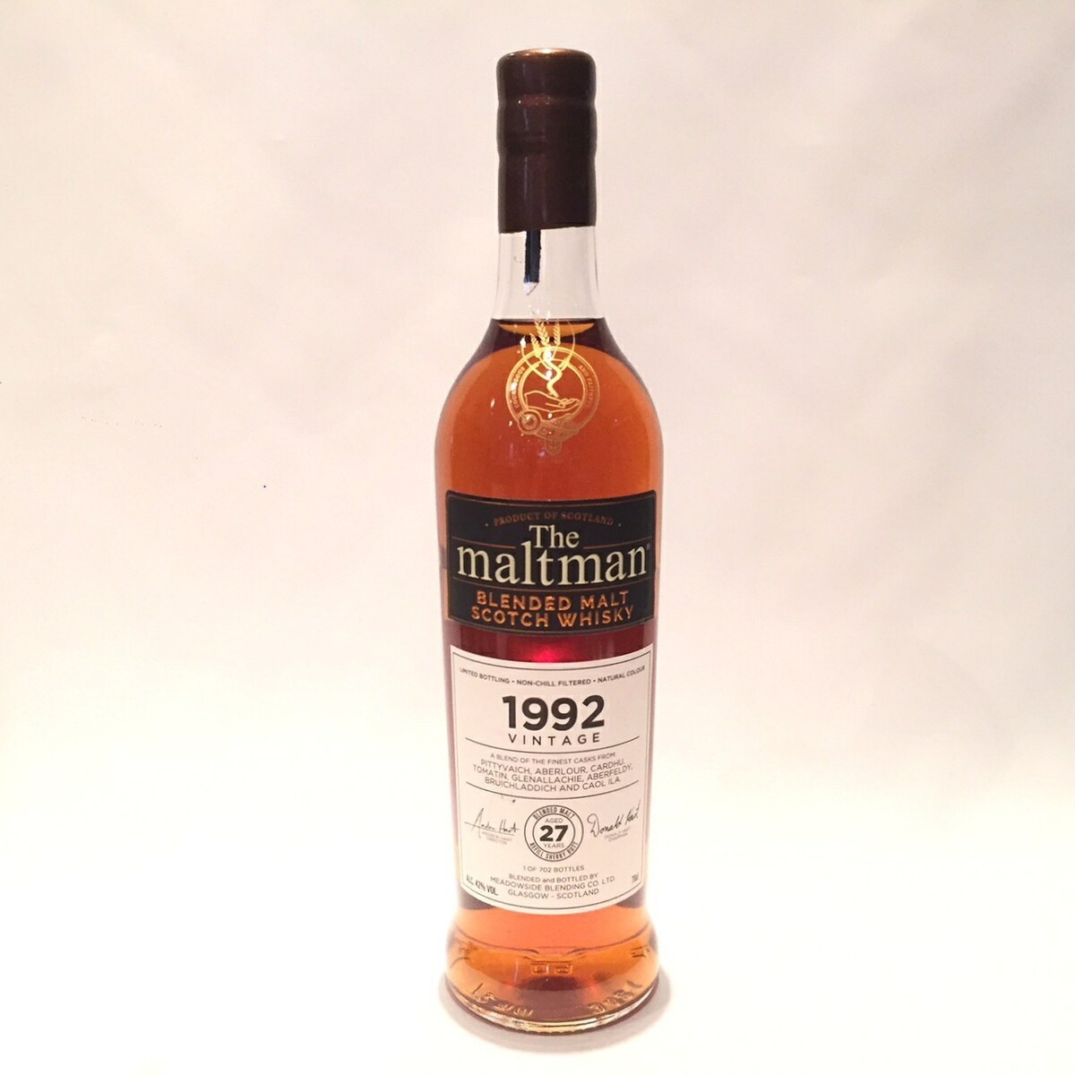 メドウサイド ブレンディングMeadowside BlendingThe maltman199227 Years oldALC. 42% VOL. / 70clRefill Sherry Butt 2 matured｜WHISKY SHOP