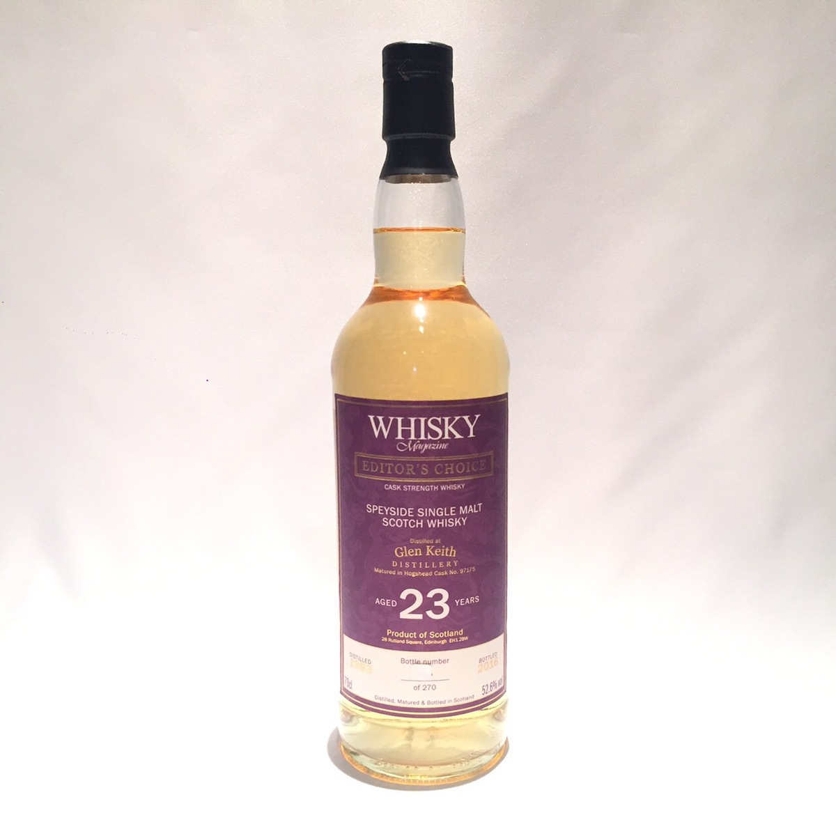 グレン キース 23年Glen KeithWhisky Magazine Editor&rsquo;s Choice1993 - 2016Aged 23 Years 52.6%vol / 70clOne of 270Cask Strength｜WHISKY SHOP