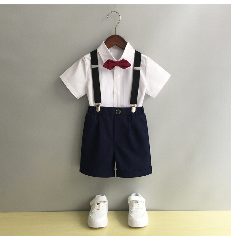 キッズスーツ子供スーツ3点セット品質良い3色「80~170」かっこいいスーツセットショートパンツ＋半袖シャツ＋蝶ネクタイ七五三入園式入学式春夏秋舞台服卒業式子供服フォーマル男の子上下セット子供用結婚式小学生フォーマルピアノ