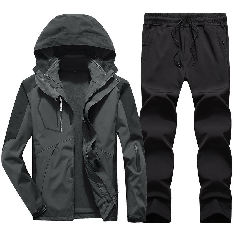 アウトドアジャケット（アウター+インナー）登山ウェア登山釣り服メンズレディース防風防寒撥水加工マウンテンパーカーコートパーカージャケットアウトドアキャンプトレッキング突撃服野外服スポーツウェア配色おしゃれ