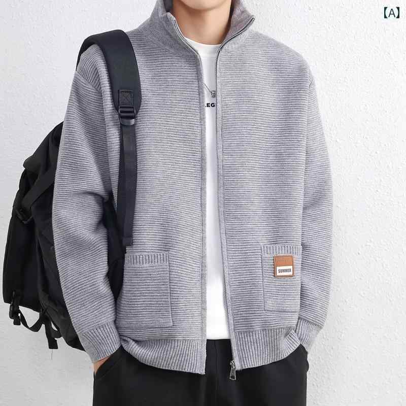 メンズ流行り物春夏秋冬かっこいいオシャレモテ成人男性用成人男性服服韓国分かりやすい成年者スタンドカラーメンズスウェットシャツヘビージャケットコートニットカーディガン朦々たる