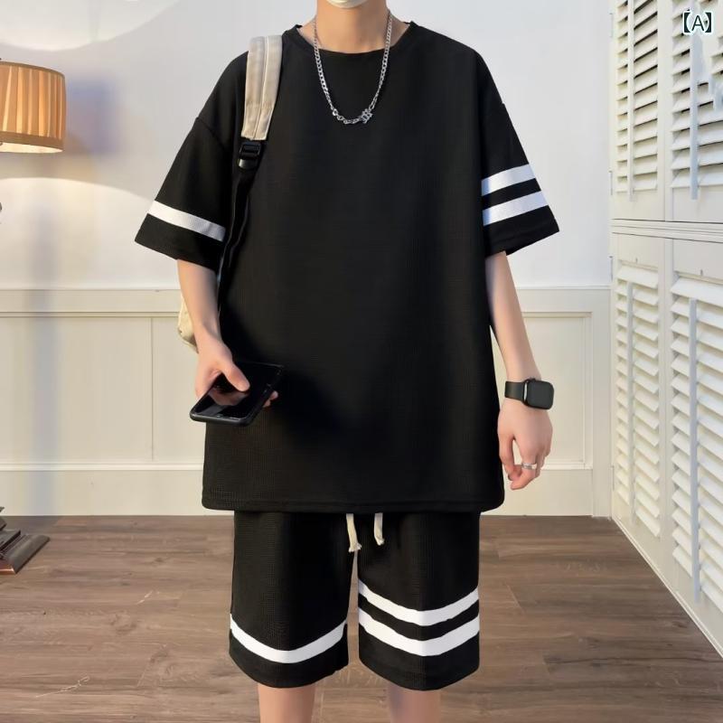 メンズ流行り物春夏秋冬かっこいいオシャレモテ成人男性用成人男性服服韓国分かりやすい成年者通気性背広ワーヘル半袖遊撃手ズボン下大層らしい大きさ大きめ大きさ