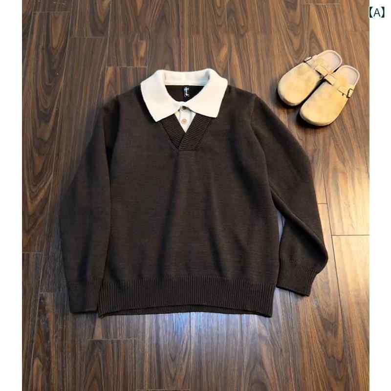 メンズファッション春夏秋冬かっこいいオシャレモテ男性用紳士服服韓国シンプル大人ツーピースポロニットセーター柔らかい|ホワイトショップ