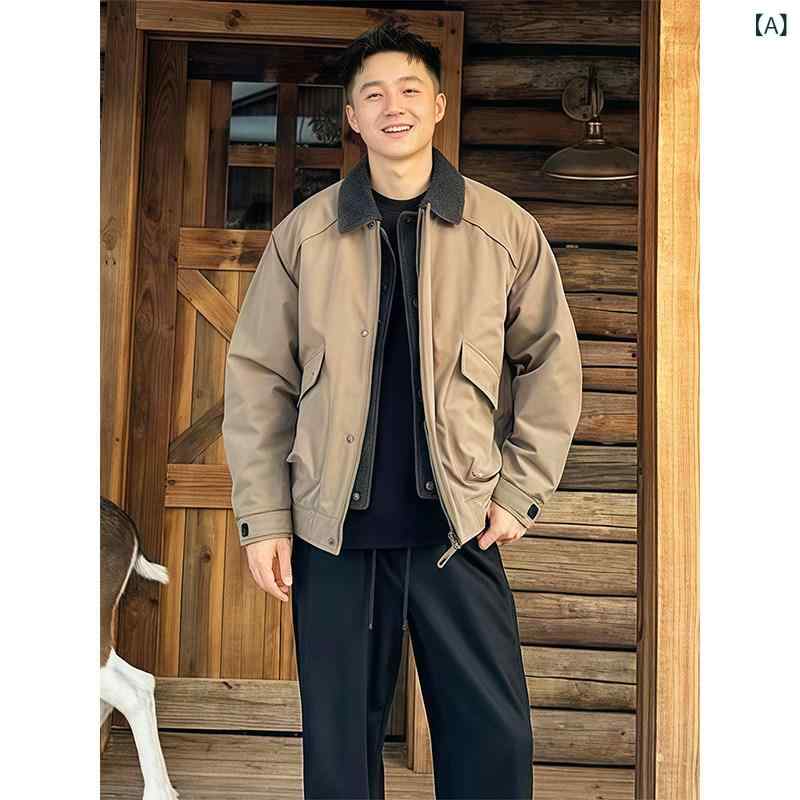 メンズ流行り物春夏秋冬かっこいいオシャレモテ成人男性用成人男性服服韓国分かりやすい成年者フェイクツーピースデニムパッチワークカラーコットンジャケットアメリカンデトロイトショートワイドワークウェア