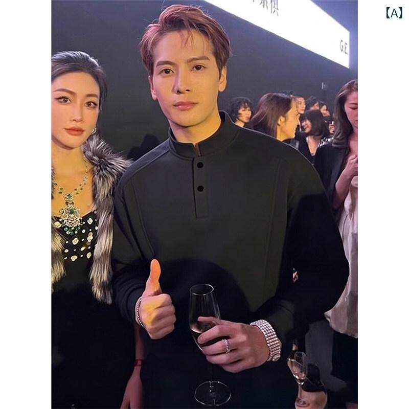 メンズファッション春夏秋冬かっこいいオシャレモテ男性用紳士服服韓国シンプル大人男女兼用ブラックアメリカンデコンストラクトフリース裏地スウェットシャツ極厚暖かい長袖Tシャツ厚手ベースレイヤー