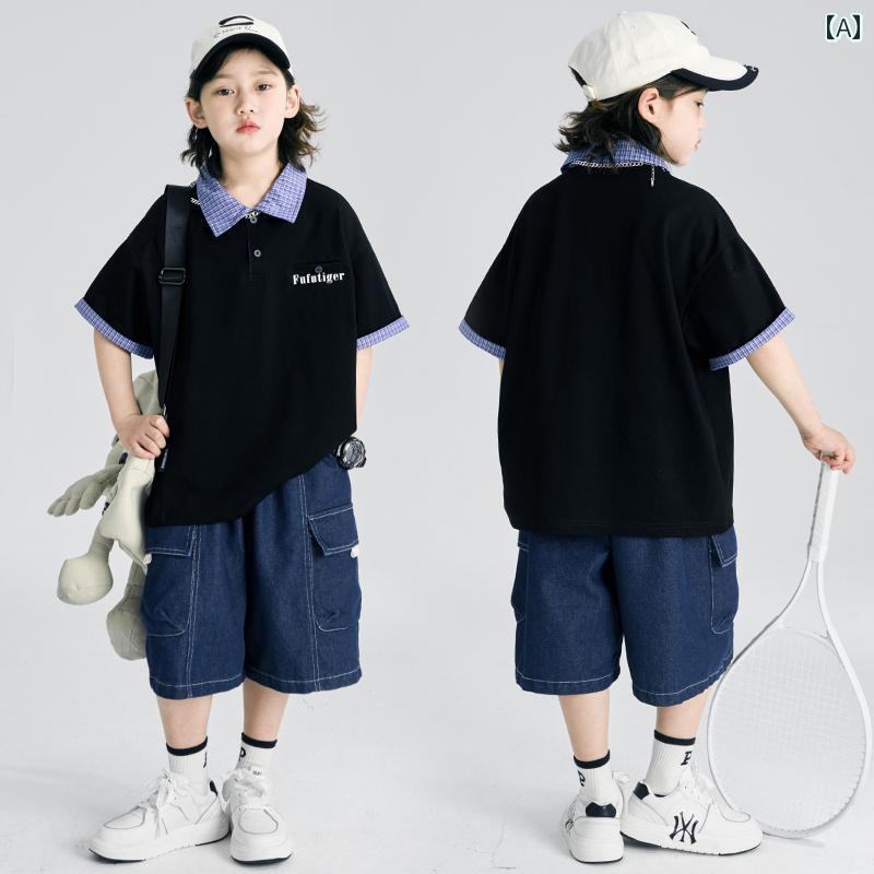 春夏秋冬キッズ子供ベビー赤ちゃんファッションおしゃれかわいいかっこいい男女韓国男子夏用半袖ポロシャツ夏服中高校生男子夏かっこいいストリートファッション