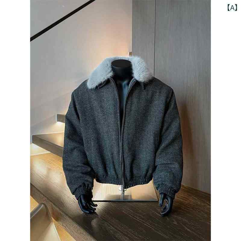 メンズファッション春夏秋冬かっこいいオシャレモテ男性用紳士服服韓国シンプル大人ファーカラーマウンテン型ジャケットアメリカンレトロウールクリーンフィットコート｜ホワイトショップ
