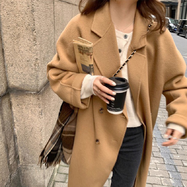 レディース2色チェスターコートロングコート秋冬コートアウター御洒落羊毛朦々たる生あたたかい体型取りまかなう着痩せアウターファッショ通いOL秋冬