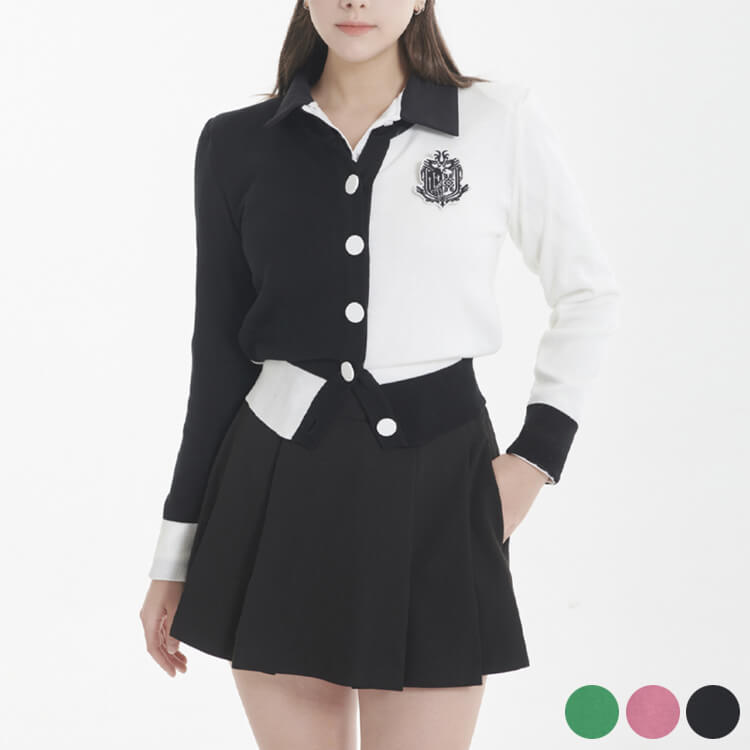 ゴルフ御召しもの レディース 韓国 ジレー トップス 編み物 バイ色つや ラウンドのど首 非対称 今めかしい 心地よい 秋 春 冬 ゴルフ ゴルフ御召しもの 御召しもの ベージュ 黒 さくら色 緑であること 運動競技御召しもの