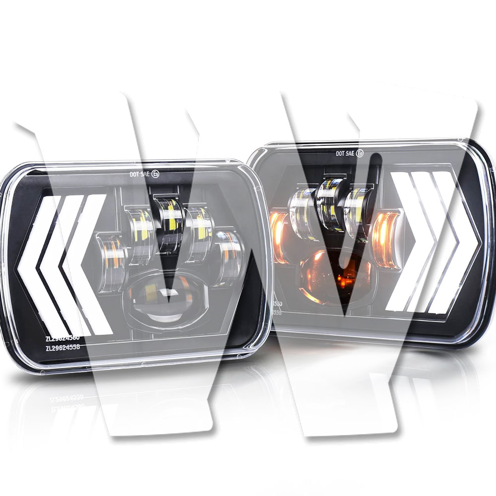 新製品!! DOT承認 5インチ 7インチ 6インチ 5x7 7x6 ハイ・ロー・ディライト・ウインカー LED ヘッドライト 車検対応 ホワイト ジープ YJ XJ MJ フォード F-450 550 250 E-350 トヨタ 日産 GMC サバナ 1500 2500 3500 サファリ Express1500 3500 Astro H6054 H5054..