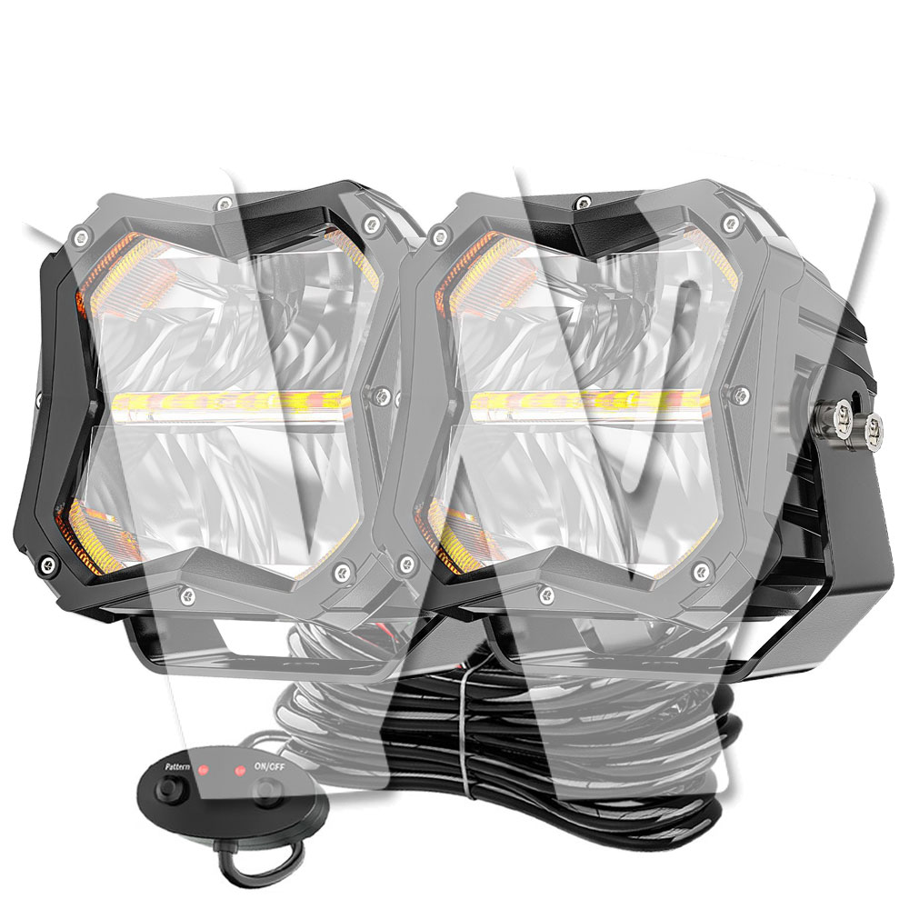 5インチ 作業灯 LED ワークライト 50W 遠距離照射 ストロボ機能 スポットライト ホワイト デイライト アンバー ワイヤーハーネスキット付属 CREEチップ 2個 高級感のあるデザイン!! 前照灯 投光器 防水 防塵 防震 ジープ ジムニー オフロード SUV 大型車 トラック 汎用