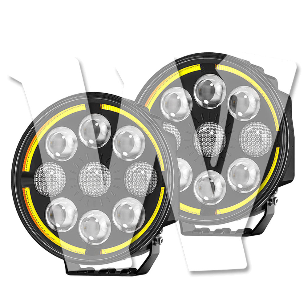 【黒武士シリーズ 2個セット】 LED ワークライト 7インチ 60W 16000LM高輝度 作業灯 スポット/フラッド DRLデイライト 多モード ホワイト/アンバー 12V/24V 防水 ジープ トラック ランクル オフロード 除雪 汎用照明|white willow