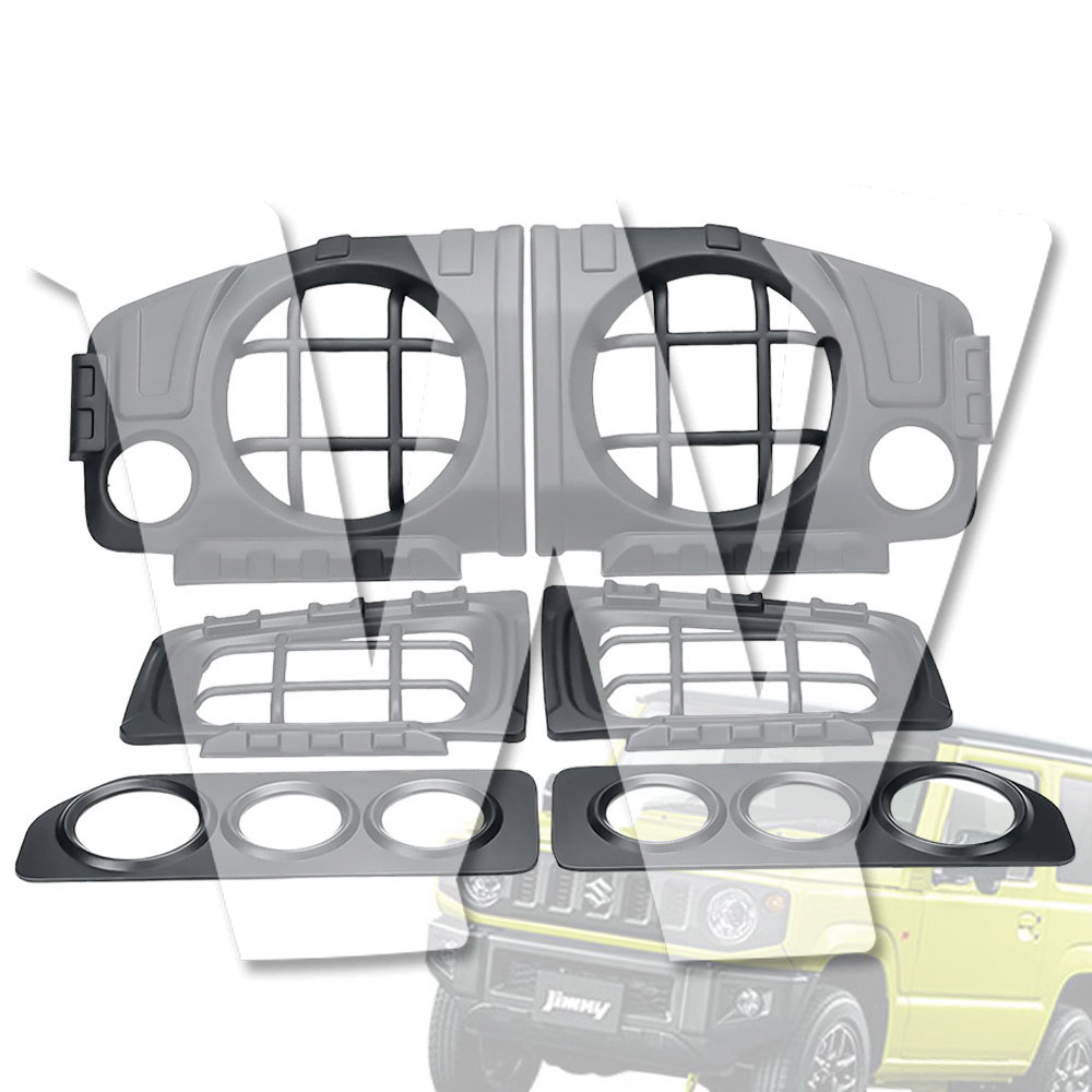 【ジムニー JB74専用】フロントヘッドライトカバー 2019-2025年モデル フォグランプカバー テールライトカバー トリム シェル フロント/リア用 耐久スクラッチ保護 外装パーツ カスタム アクセサリー ジムニー スズキ