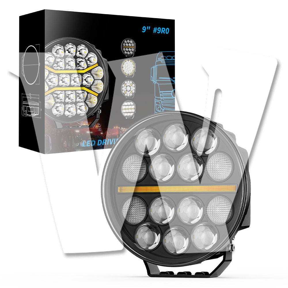 【黒武士シリーズ】 9インチ LED ワークライト 作業灯 106W 12700LM スポット/フラッド/DRL付き 12V/24V兼用 ジープ ジムニー トラック ボート 汎用 多モード 防水