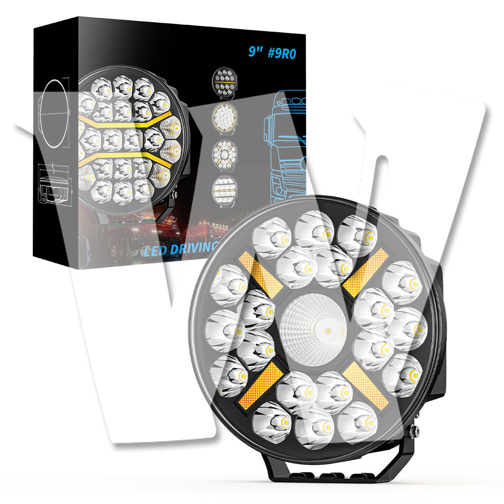 【黒武士シリーズ】 9インチ LED 作業灯 ワークライト 95W 11400LM スポット/フラッド/DRL付き 12V/24V兼用 ジープ ジムニー トラック ボート 汎用 多モード 防水