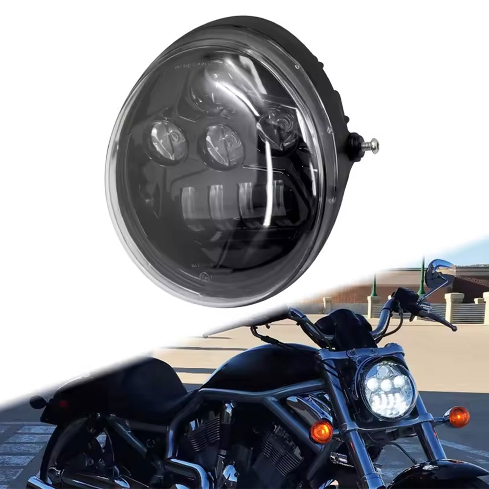 【ハーレー Vロッド用】 LEDヘッドライト 4000LM 6500K メタルハウジング VRSC VRSCA VRSCB VRSCR VRXSE 対応