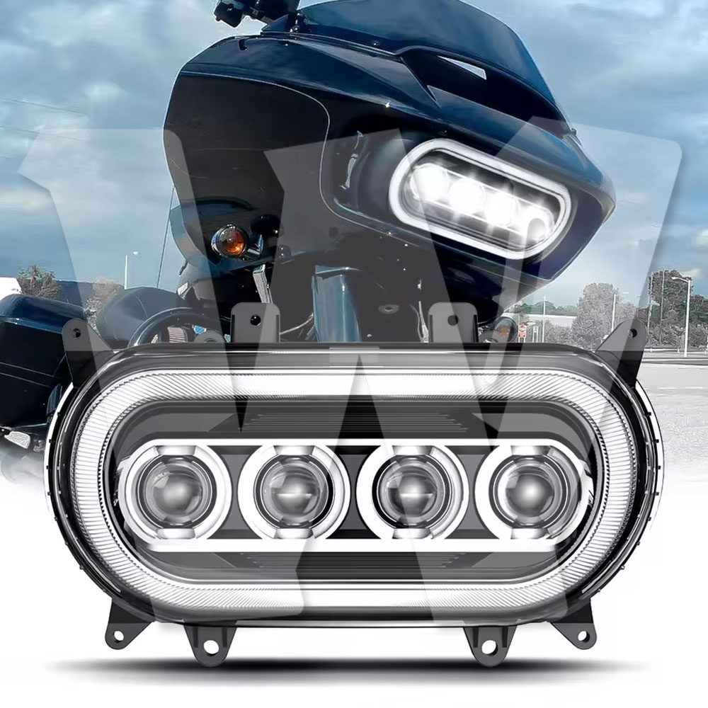 【2026新型】LEDヘッドライト Harley Road Glide FLTRX/FLTRXS 2015-2022 対応 120W 15400LM ハイビーム プロジェクター｜white willow