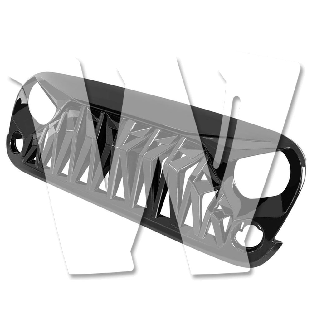 ジープ ラングラー ルビコン サハラ スポーツ JK JKU 2007-2017年式 マスクカバー フロント グリル グリッド グリル バンパー メッシュグリル ABS製 光沢黒 ブラック 車体保護 カスタム パーツ アクセサリー