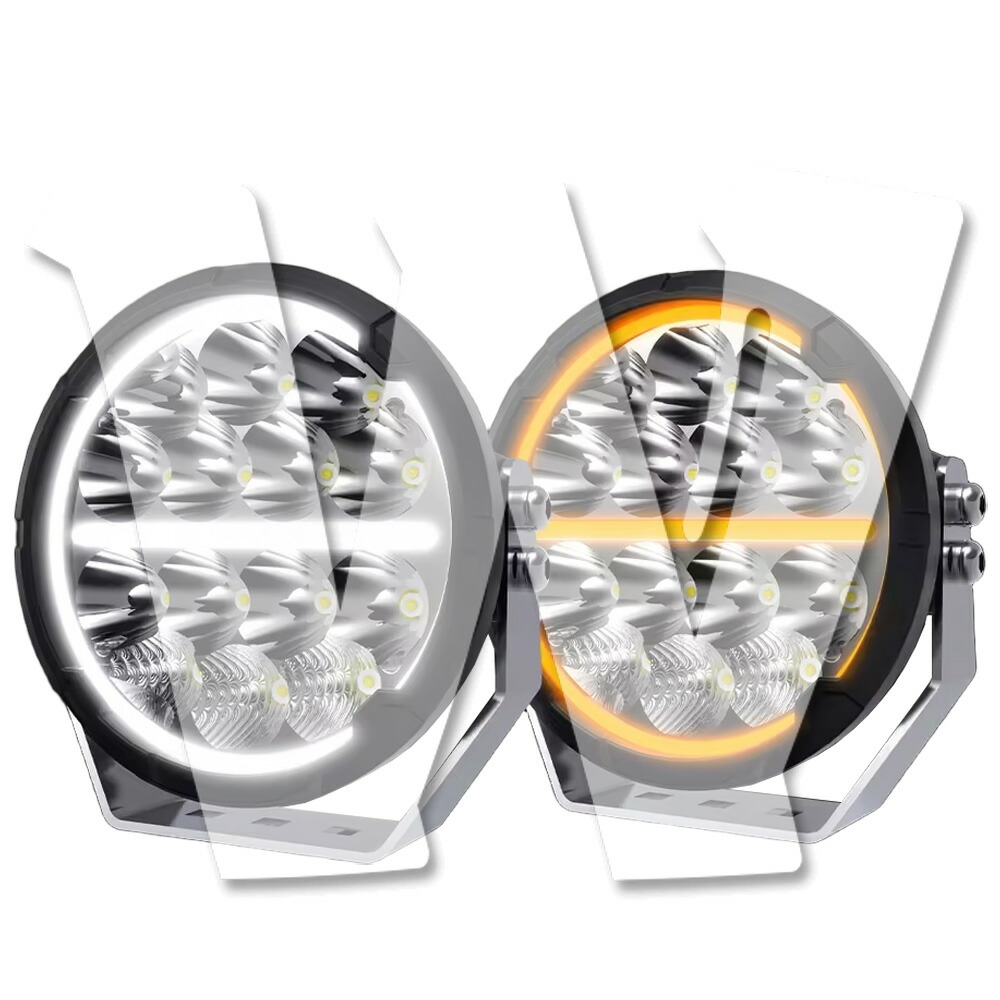 【Eマーク認証】6.5インチ LED作業灯 2個セット 超遠距離照射 ホワイト/アンバー デイライト切替式 スイッチ配線付属 12V/24V 高輝度 オフロード SUV ジープ ジムニー タコマ トラック 漁業用 投光器