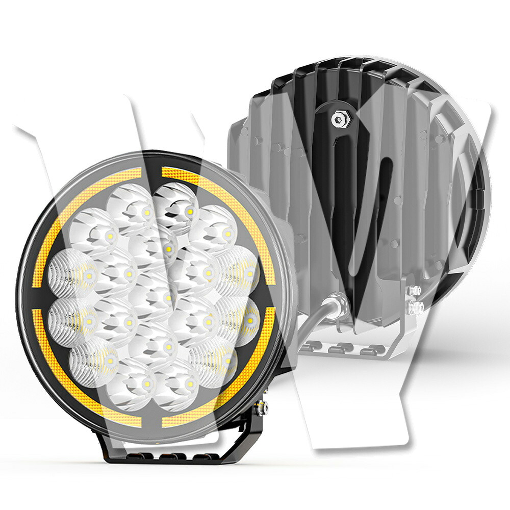 【黒武士シリーズ 2セット】9インチ LED 作業灯 ワークライト 95W 11400LM スポット/フラッド/DRL付き 12V/24V兼用 ジープ ジムニー トラック ボート 汎用 多モード 防水|white willow