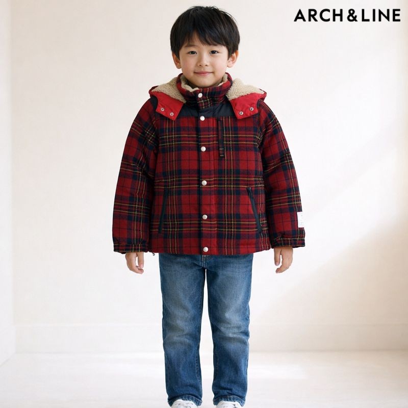 アーチアンドライン ARCH＆LINEキッズ アウター 落ちこむ 落ちこむ上衣 140糎 お坊っちゃん 御姉さん 防寒 ボンネット取りはらい能力のある