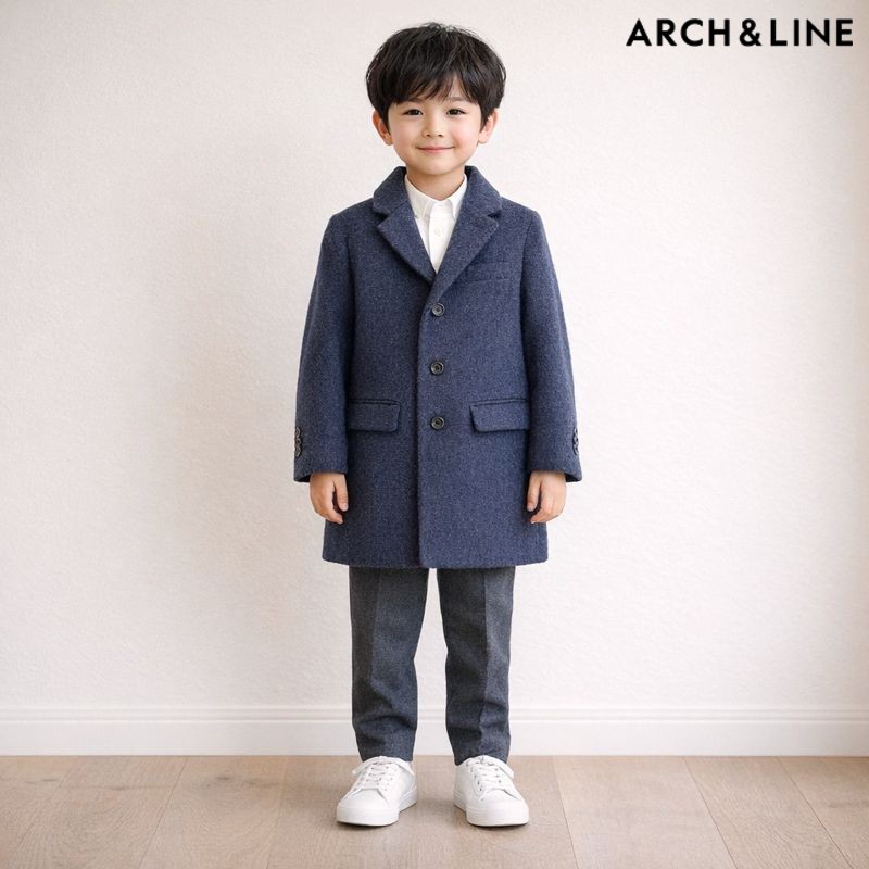 アーチアンドライン ARCH＆LINEキッズ アウター チェスターコート お坊っちゃん 御姉さん 120 140糎 冬 生あたたかい【日本製】
