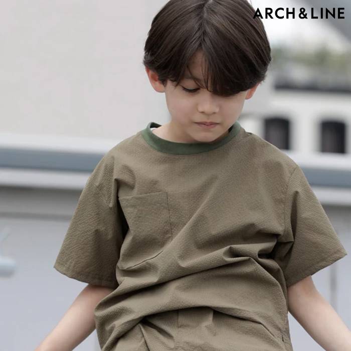 【春夏】アーチアンドライン ARCH＆LINE Tシャツ キッズ 男の子 女の子 半袖 おしゃれ ブランド セットアップ対応 120 130 140 150cm GINGHAM SUCKER TEE AL241304