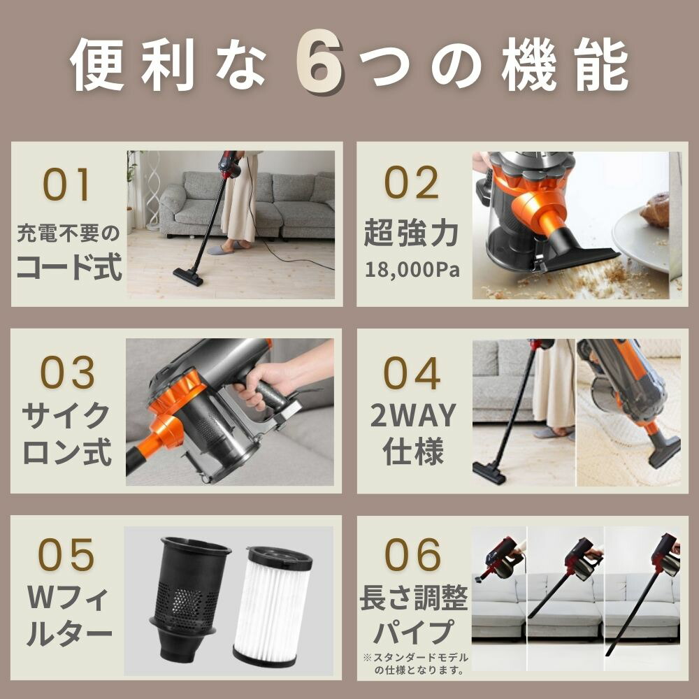 掃除機サイクロンコード式サイクロン掃除機サイクロン式掃除機2way18000paハンディスティック一人暮らしハンディクリーナー水洗い静音軽量スタンドそうじき新生活軽い軽量吸引力強力クリーナー