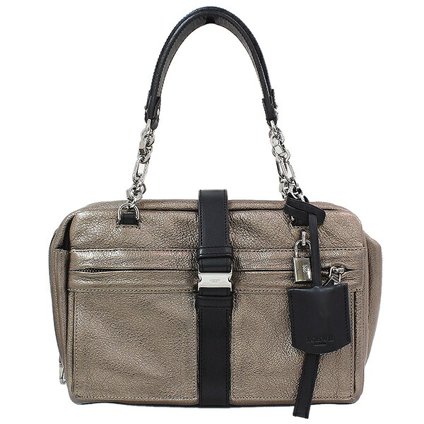 (ロエベ)LOEWE ゴールド レザー チェーン ハンドバッグ ゴールド 袋【中古】